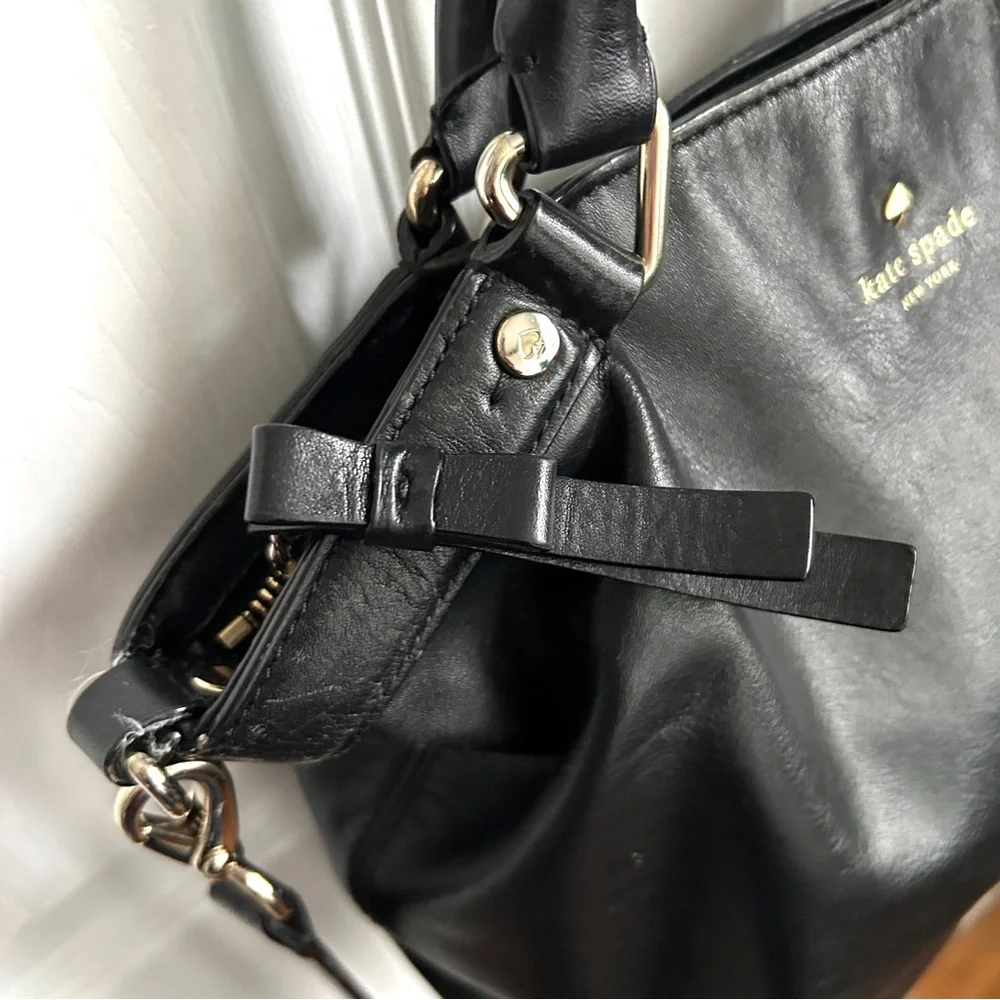 Kate Spade Black Leather Carry-all Shoulder Satchel/Crossbody Bag